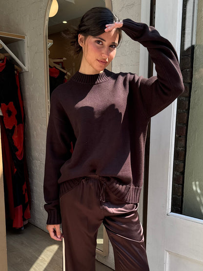 The Cotton Crewneck Sweater in Espresso