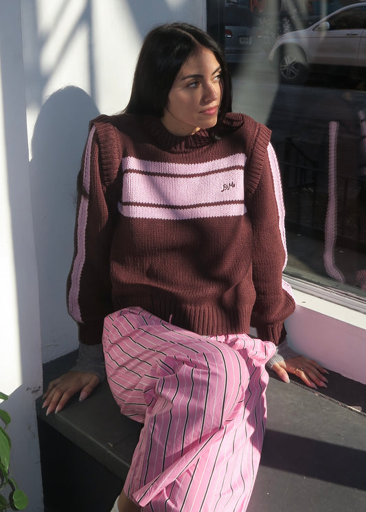 Poppy Crew Neck Jumper in Burgundy Lilac