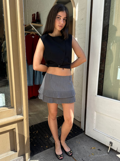 Ethel Pleated Mini Skort in Grey