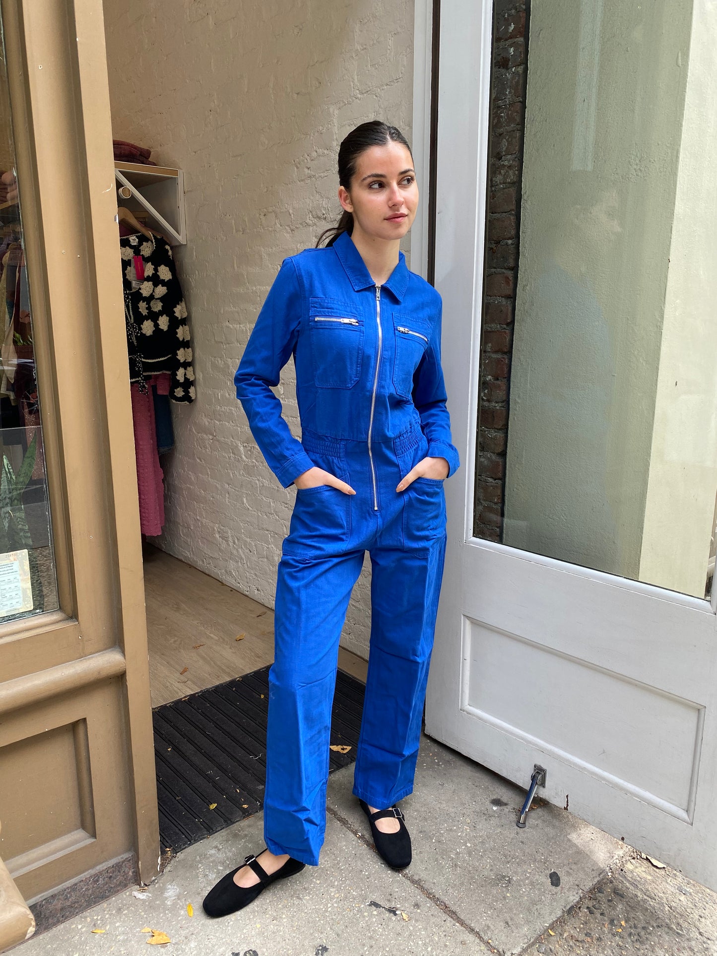 Danny Long Sleeve Boilersuit in Cobalt