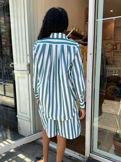 Miles Shirt in Emerald Stripe