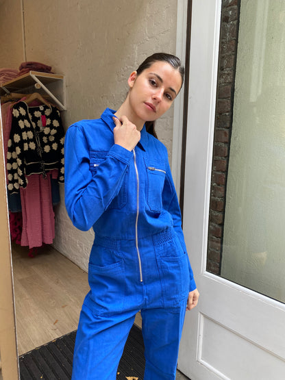 Danny Long Sleeve Boilersuit in Cobalt