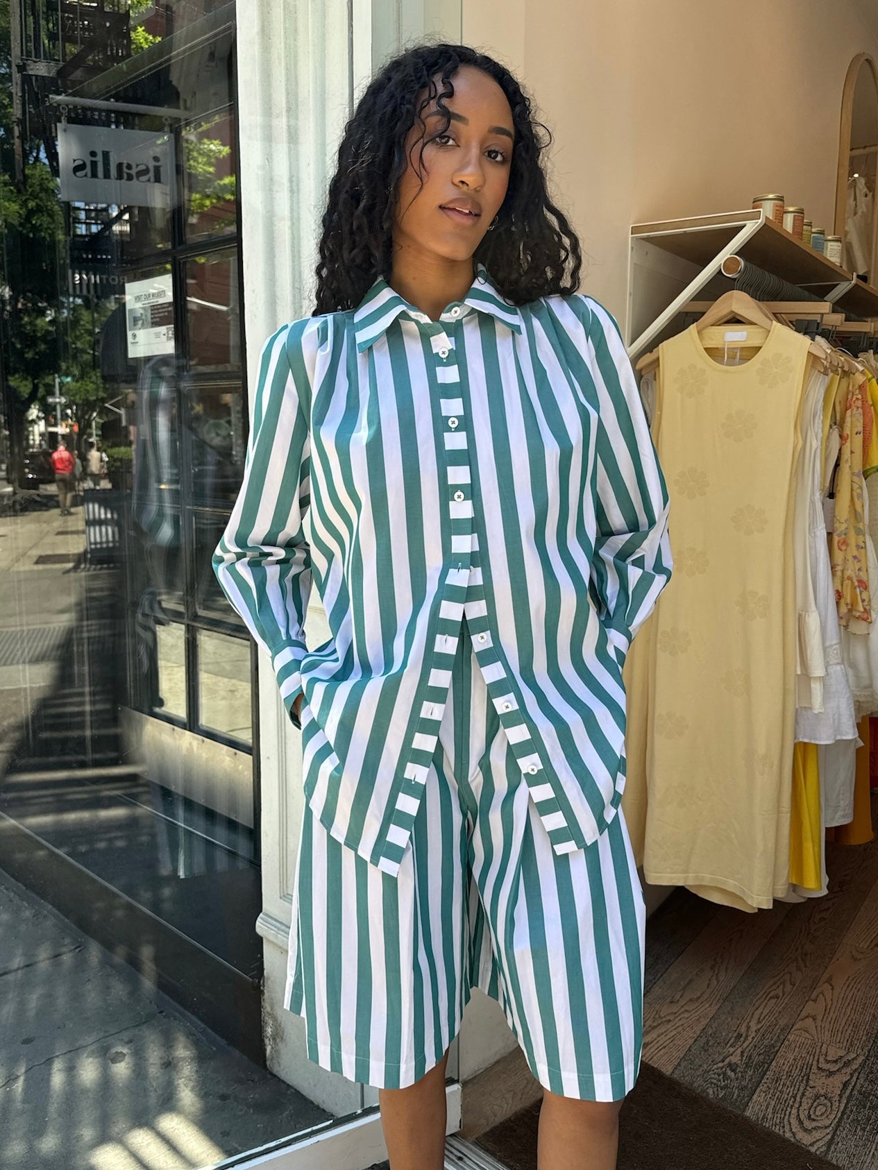 Miles Shirt in Emerald Stripe