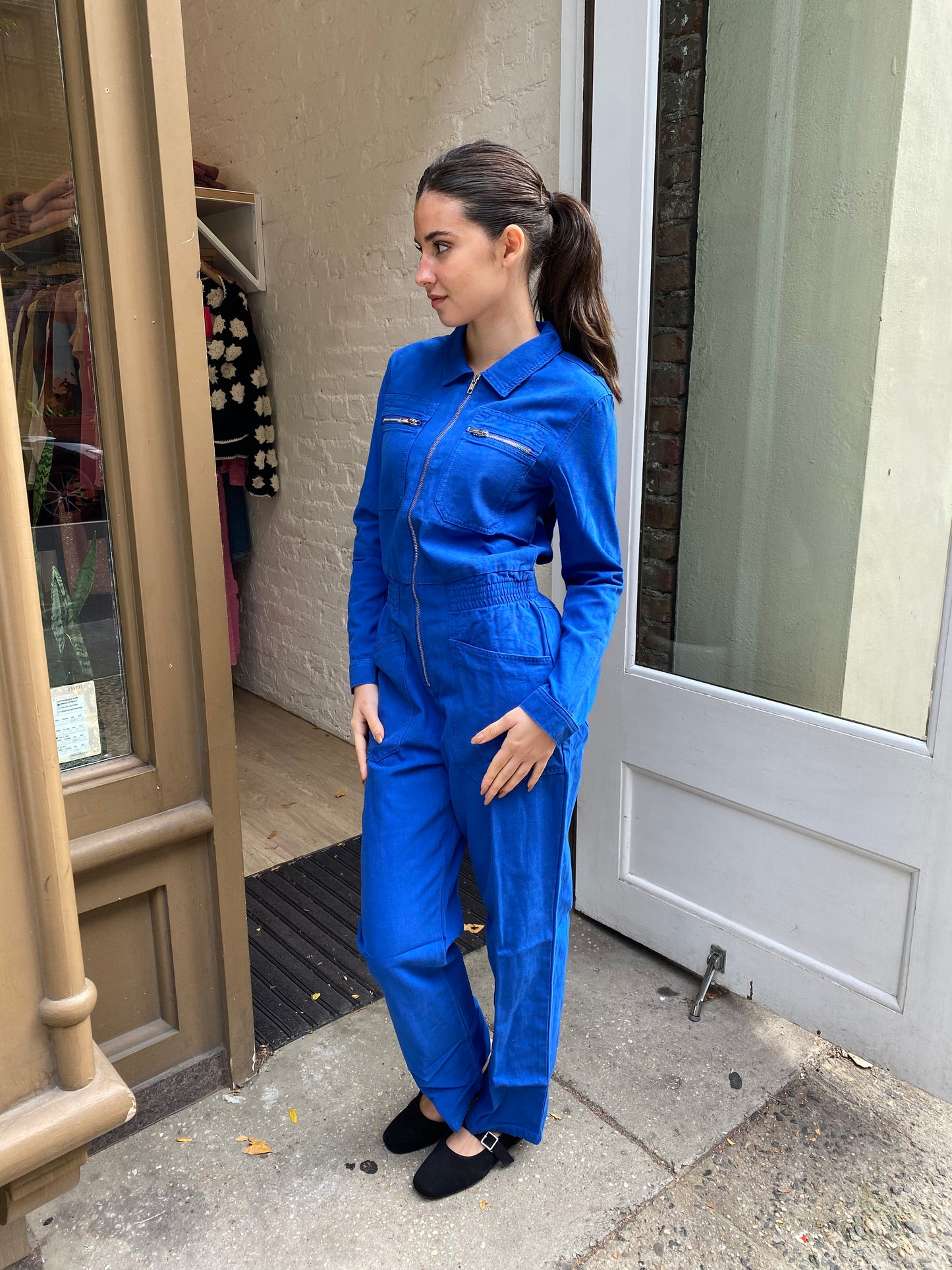 Danny Long Sleeve Boilersuit in Cobalt