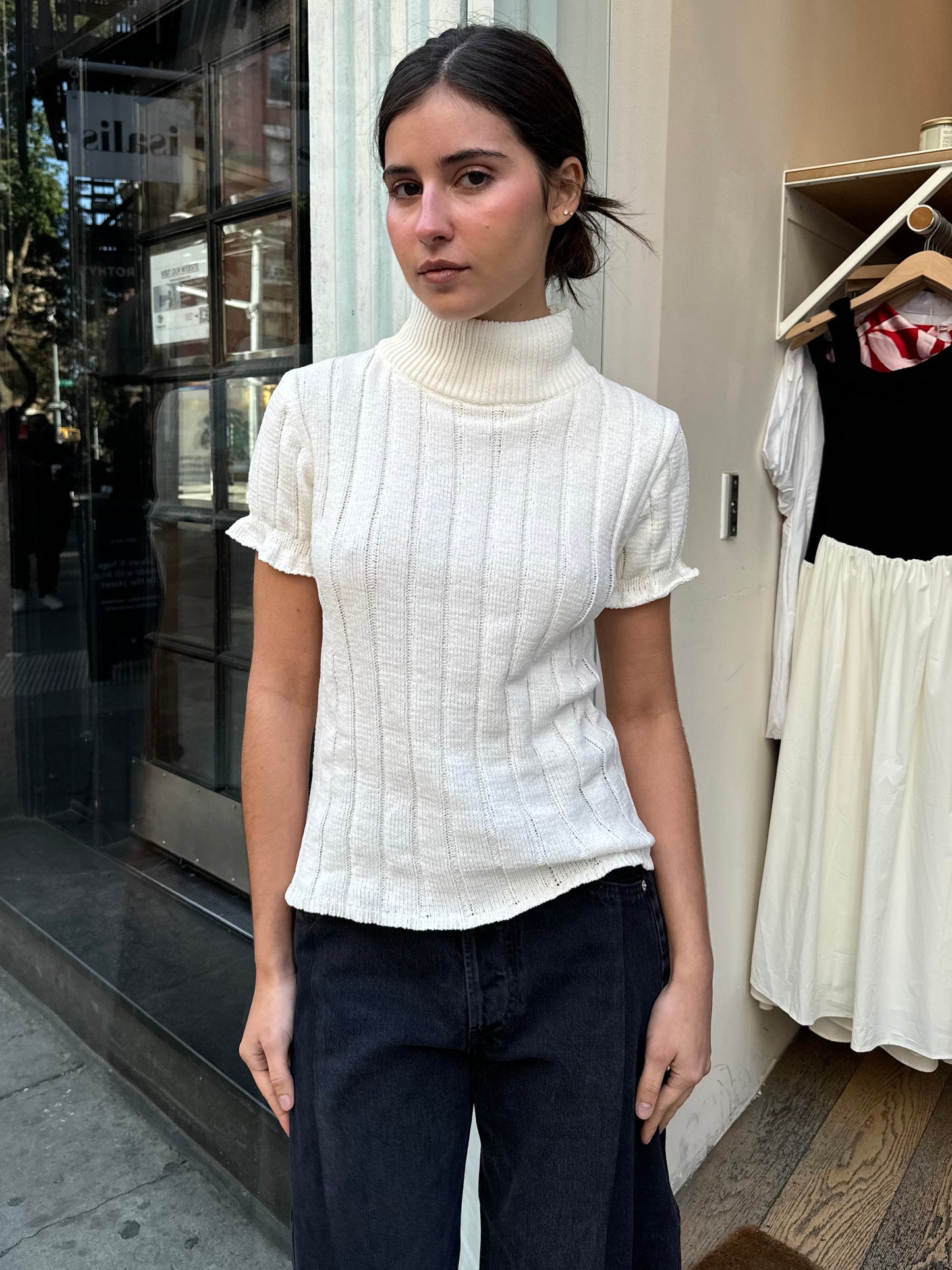 Selena Mockneck Knit Top in Ivory