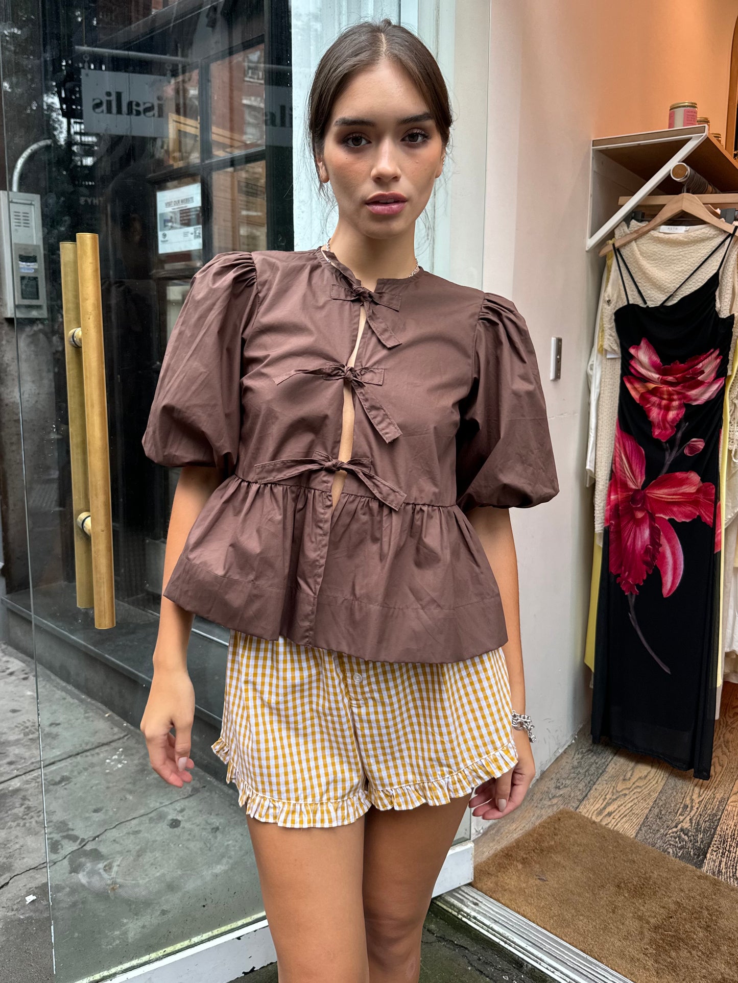 Smith Poplin Top in Brown