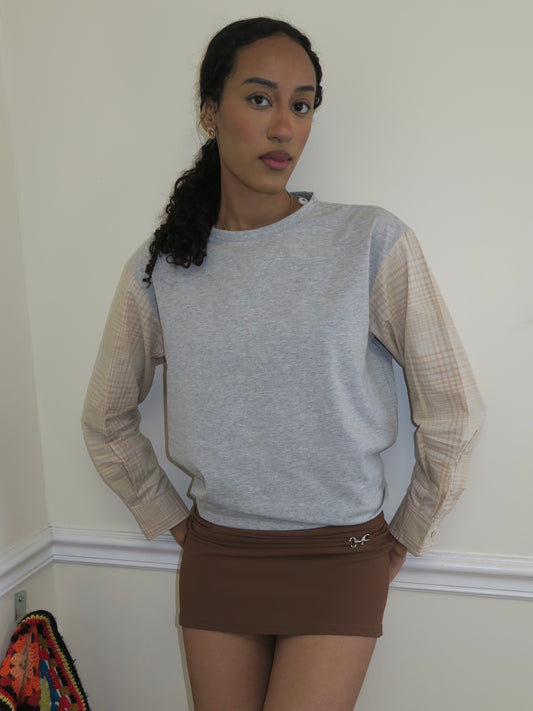 Riveria Long Sleeve T-Shirt in Grey Brown