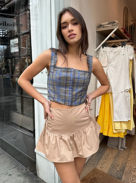 Camden Corset Top in Blue Yellow Plaid