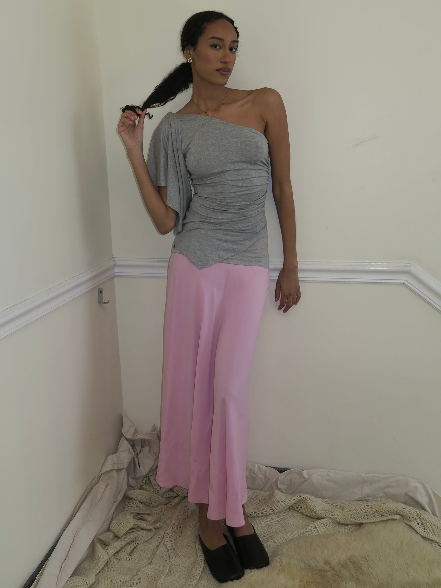 Summer Maxi Skirt in Pink Grey