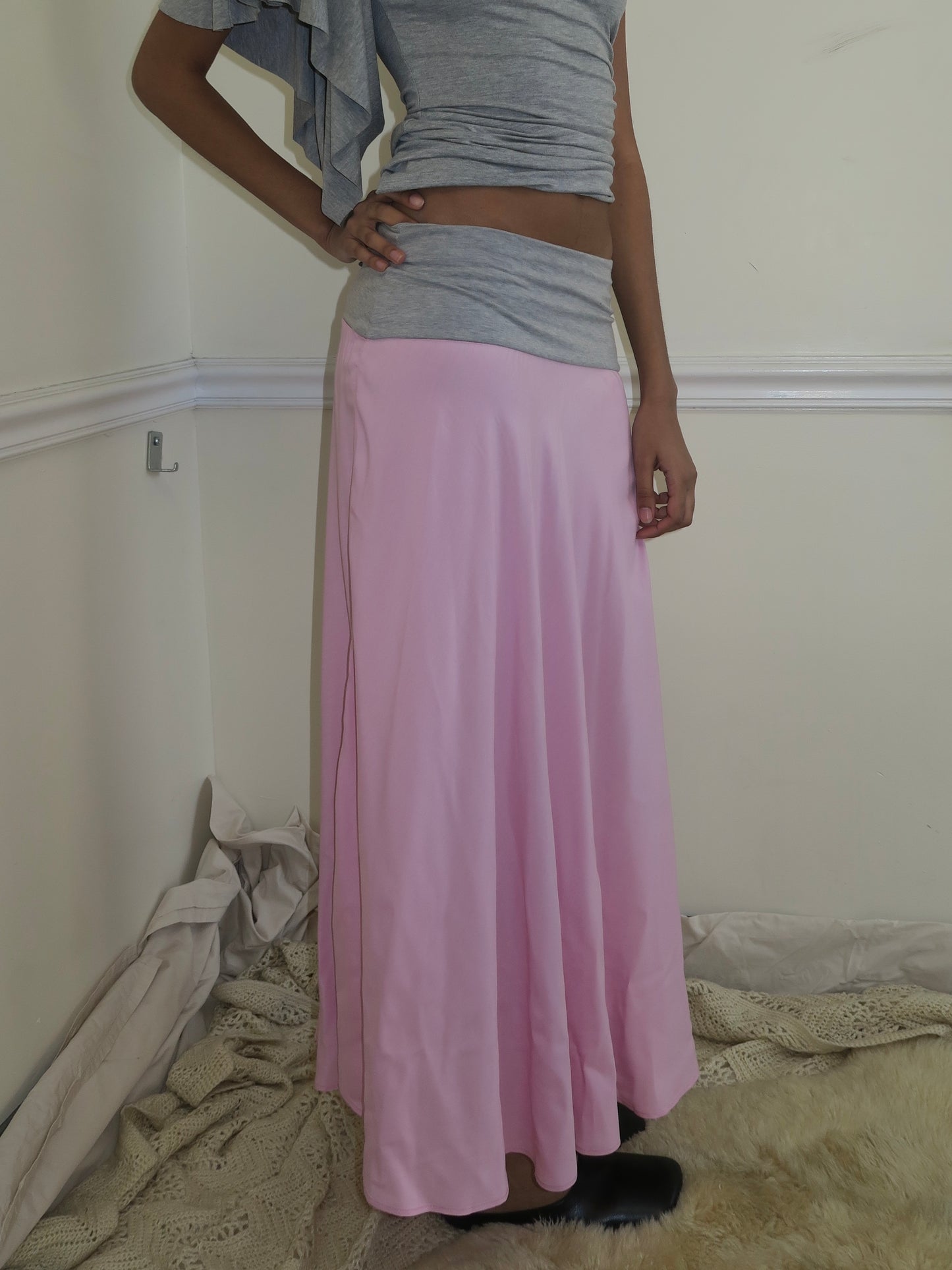 Summer Maxi Skirt in Pink Grey