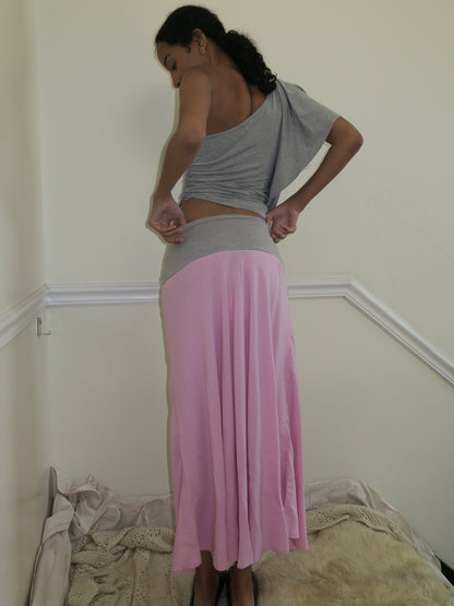 Summer Maxi Skirt in Pink Grey