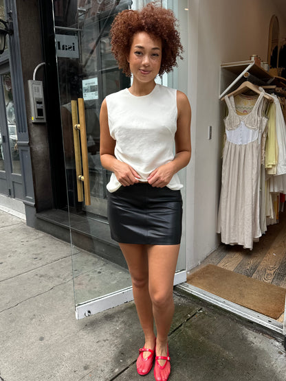 Leather Mini Skirt in Black