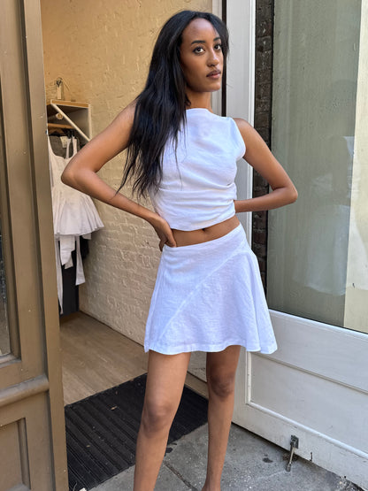 Antibes Asymmetrical Mini Skirt in White