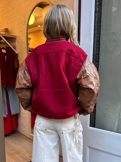 The Club Varsity Bomber in Red