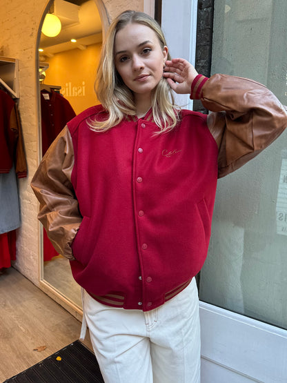 The Club Varsity Bomber in Red