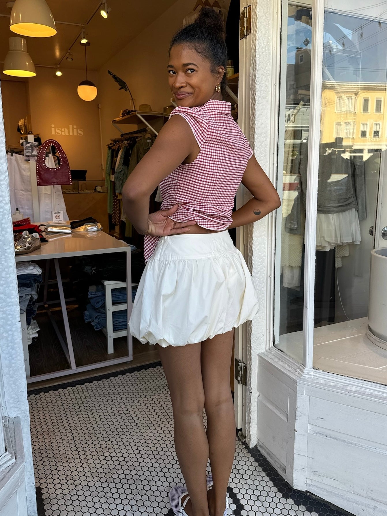 Julia Puff Mini Skirt in Ivory