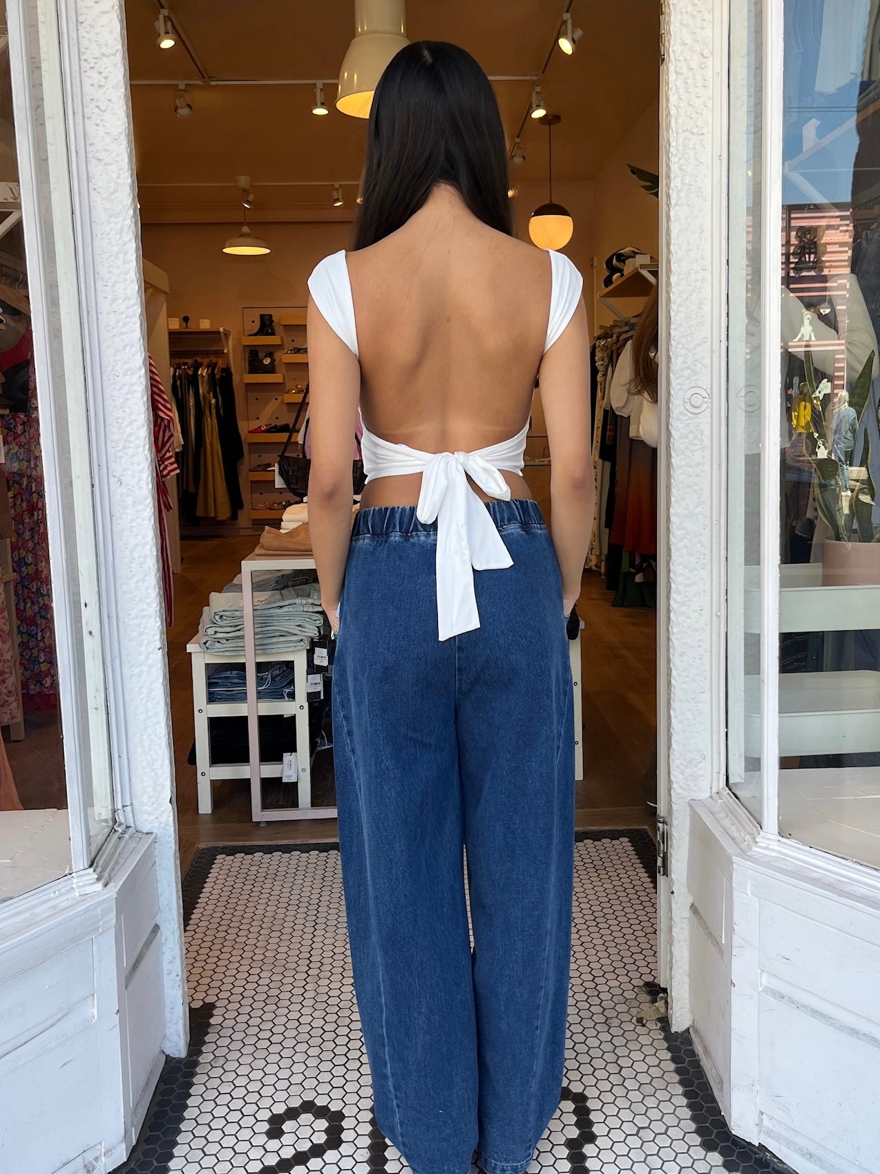 Long Arc Pants in Blue Denim