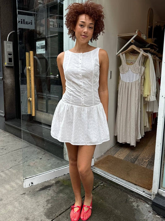 Simi Eyelet Tank Dress in Off-White