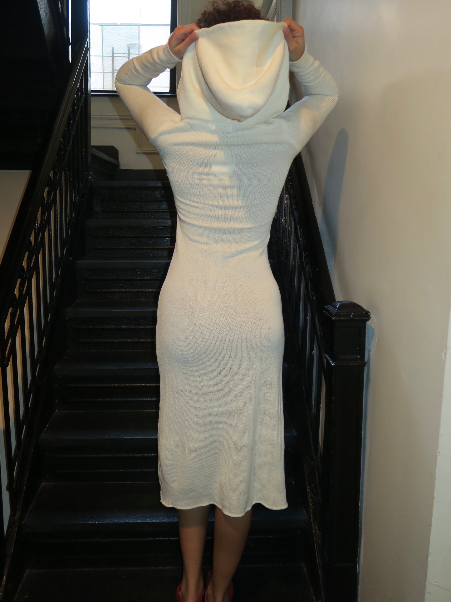 Sable Knit Maxi Hoodie Dress in Ivory