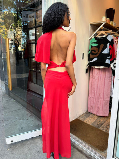 Clarice Drape Dress in Rouge