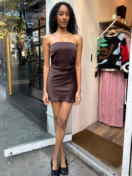 Symone Strapless Mini Dress in Dark Chocolate