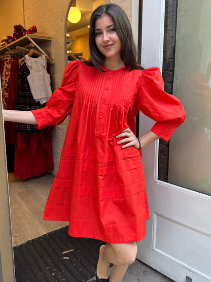 Sidney Dress in Red Orange