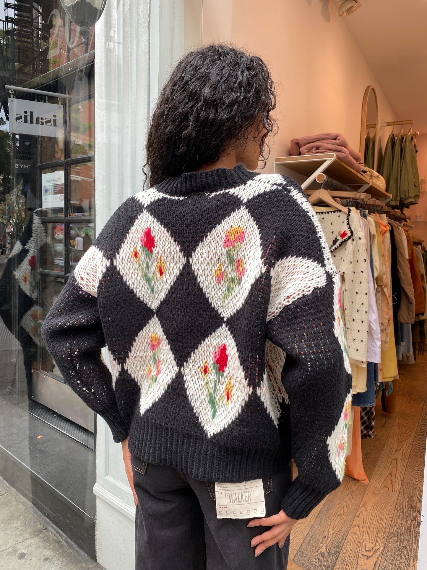 Grannie Vintage Floral Sweater in Black