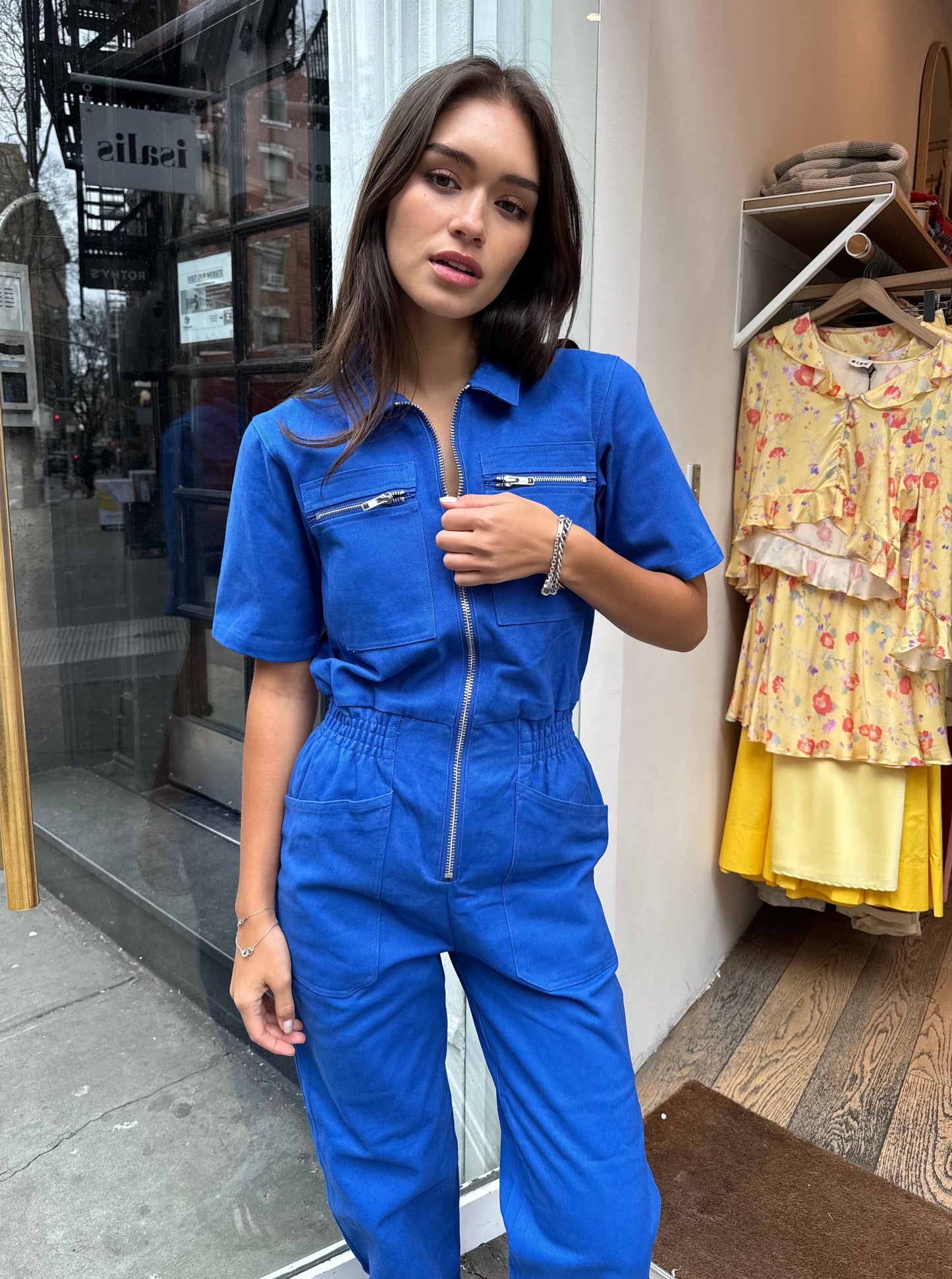 Danny Short Sleeve Boilersuit in Cobalt