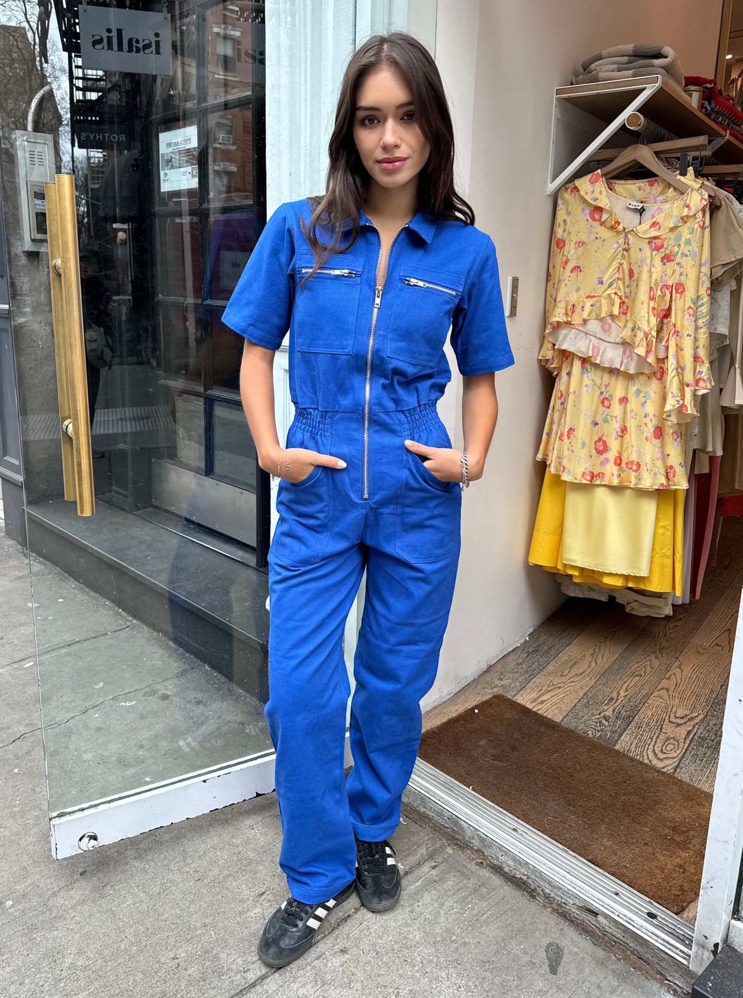 Danny Short Sleeve Boilersuit in Cobalt