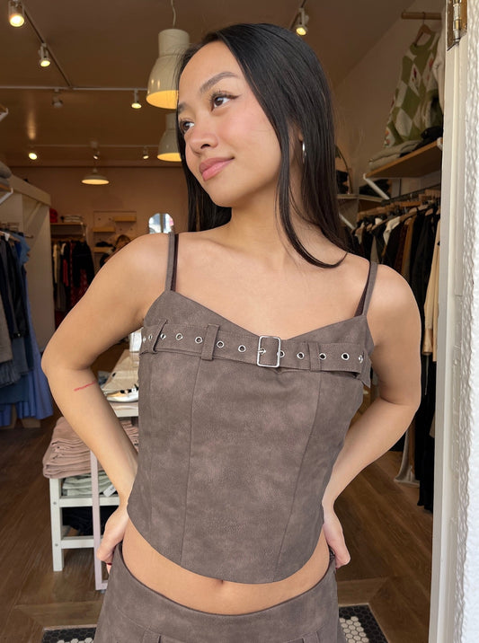 Millan Buckle Top in Mocha