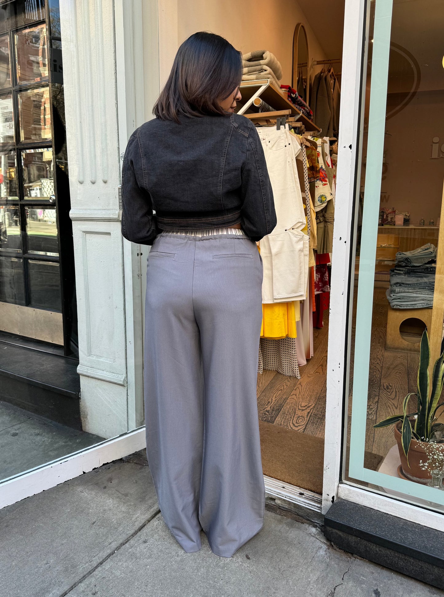 Calvin Double Waist Trousers in Grey