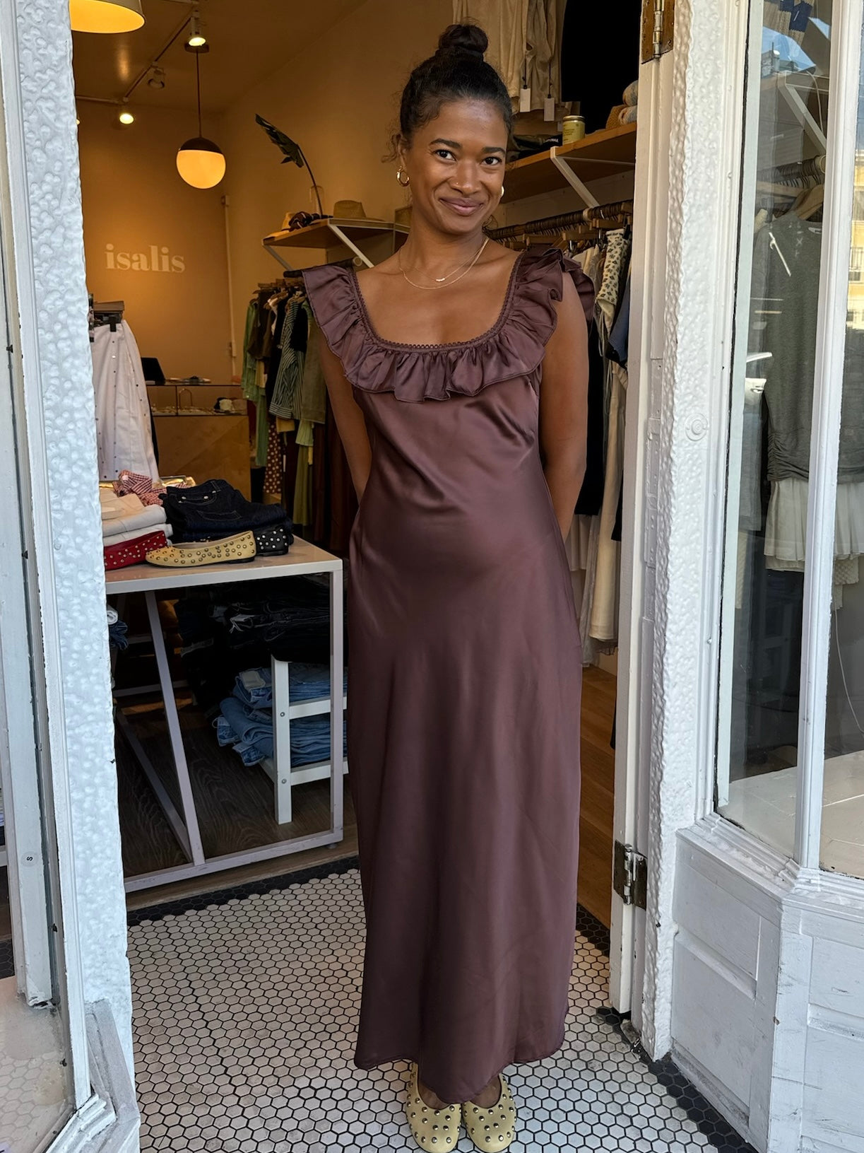 Abigail Maxi Dress in Brown