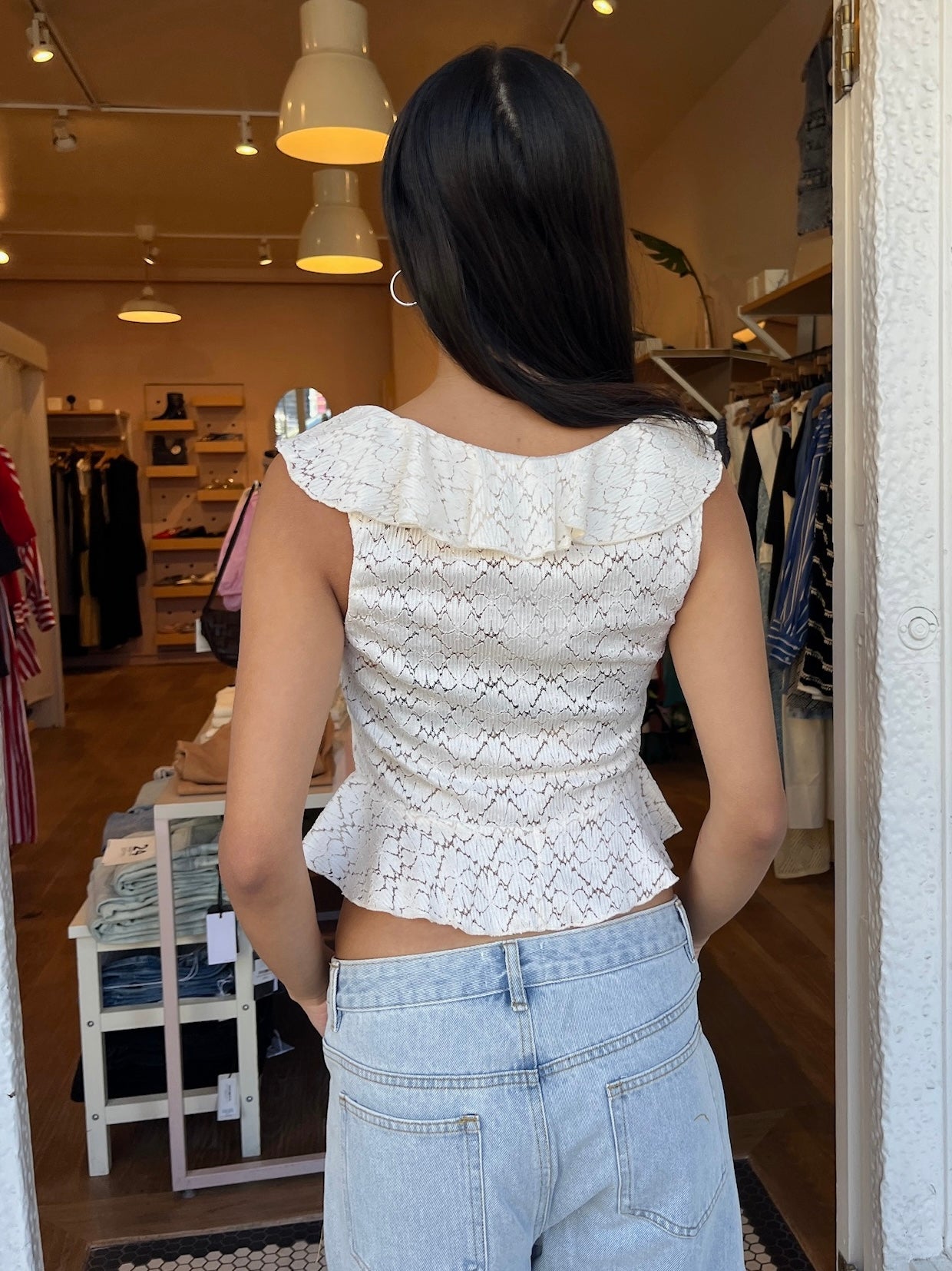 Anaya Ruffle Top in Cream