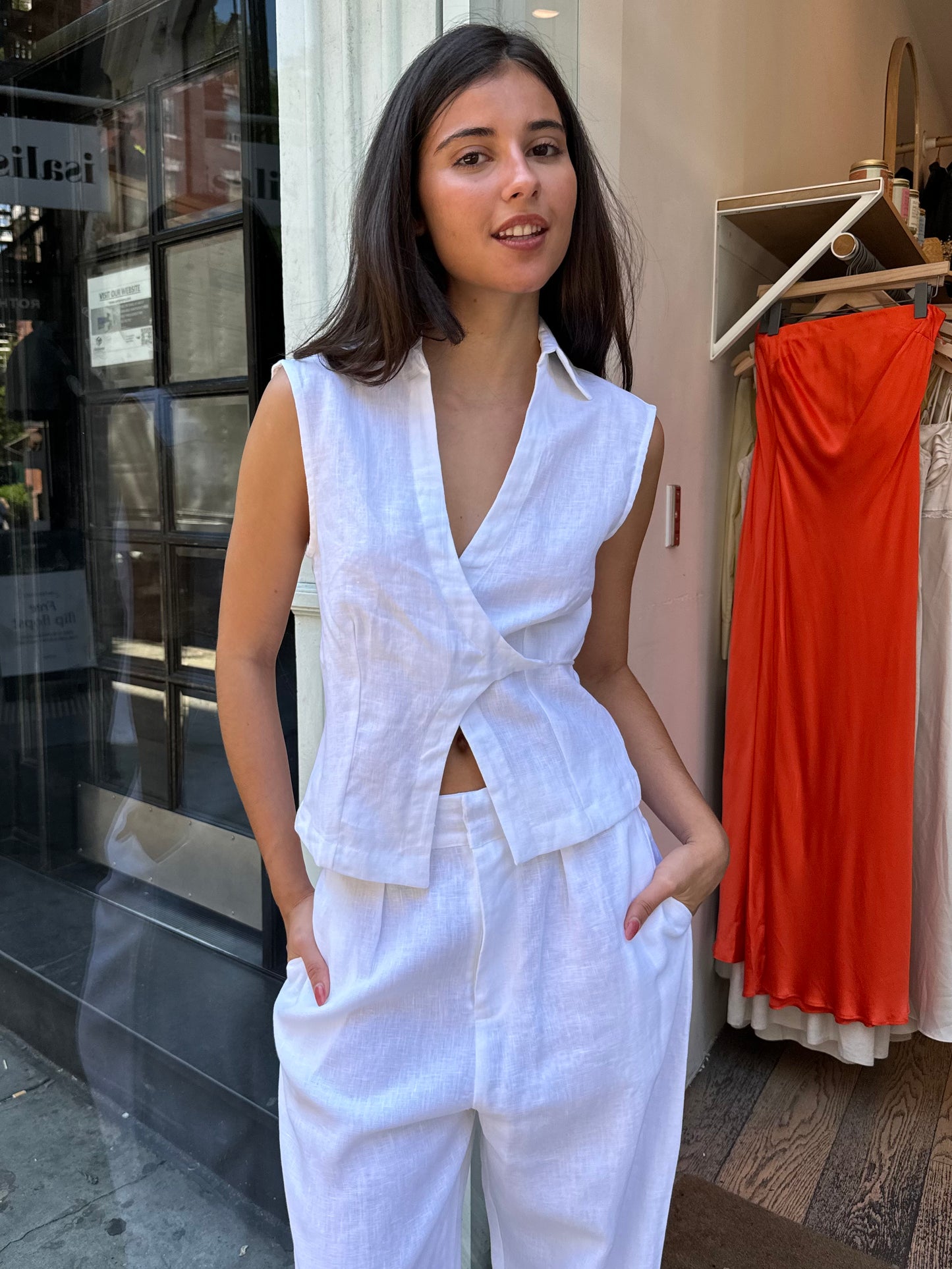 Antibes Sleeveless Wrap Shirt in White