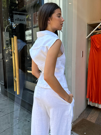 Antibes Sleeveless Wrap Shirt in White