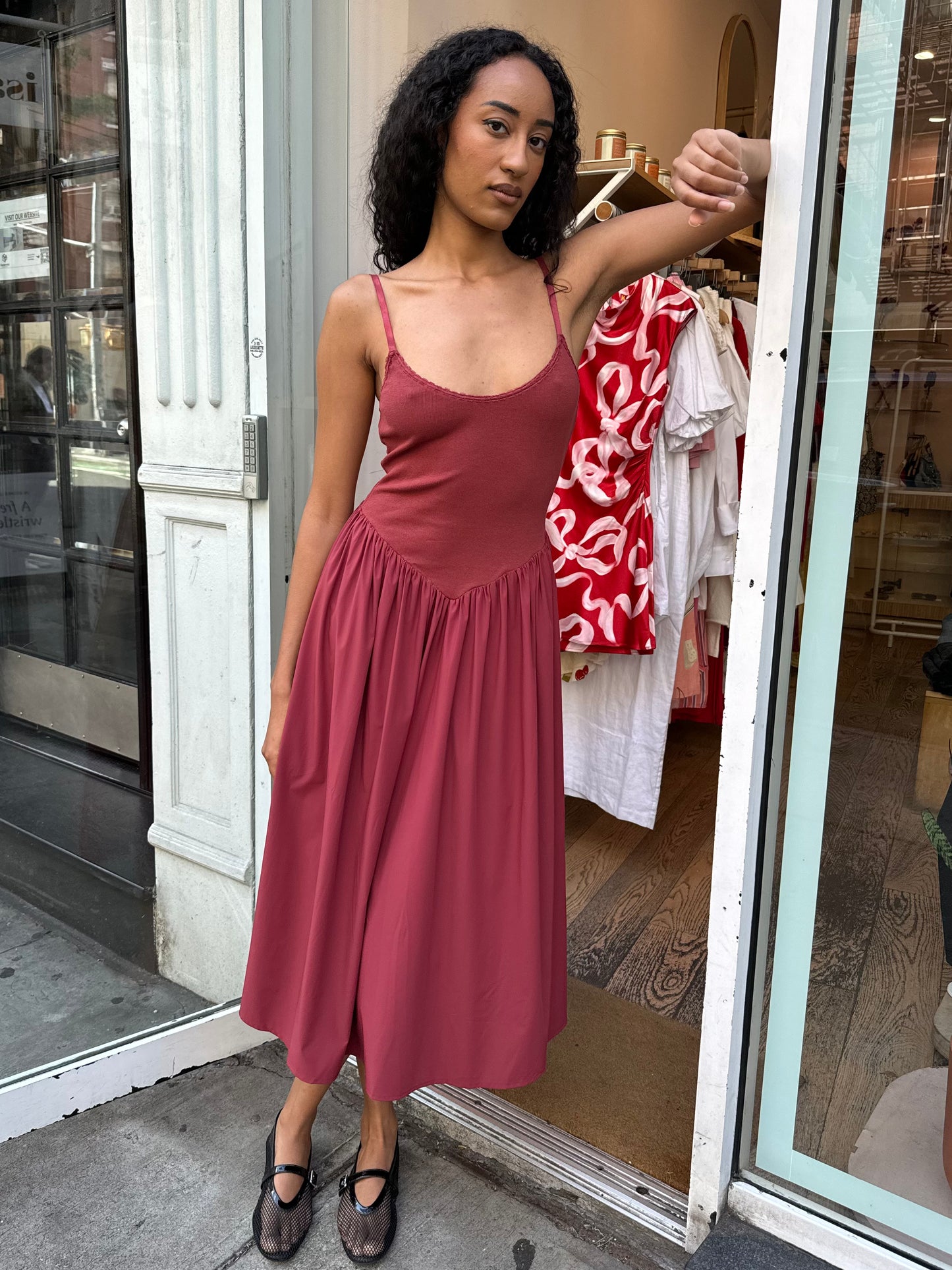 Claudette Midi Dress in Rosewood