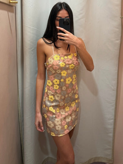 Super Bloom Mini Dress in Sequin Daisy