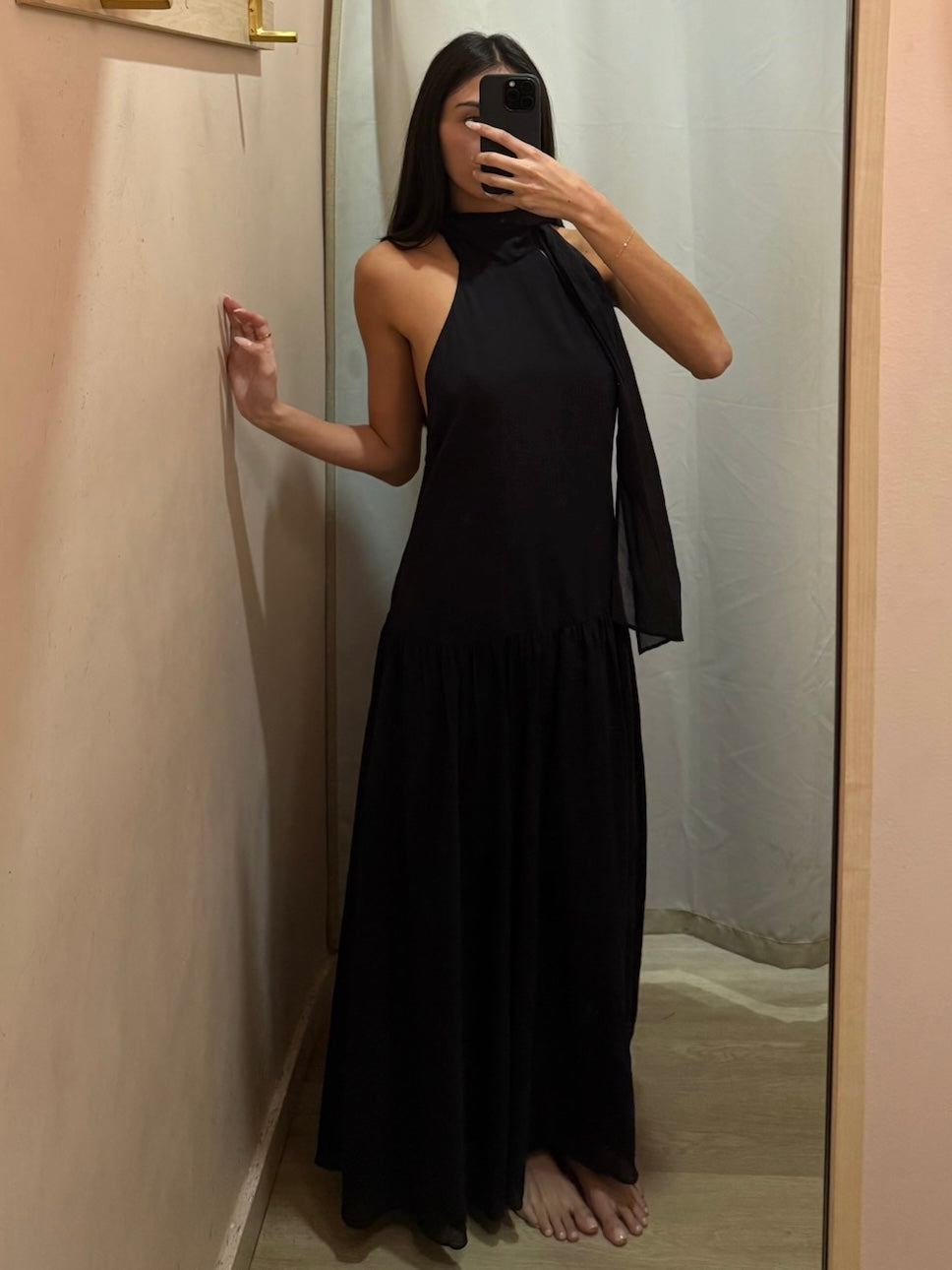 Lina High Neck Dress in Black