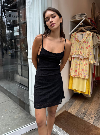 Crepe Mesh Mini Dress in Night