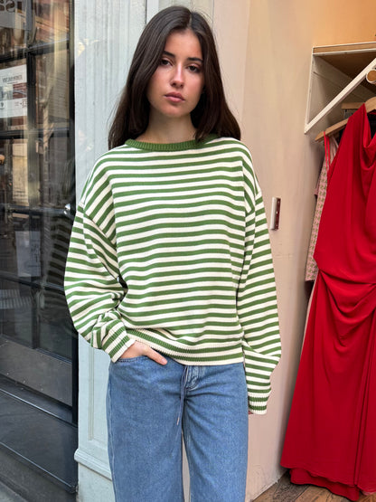 I Can't Believe It's Not Vintage Crewneck in Green Stripe