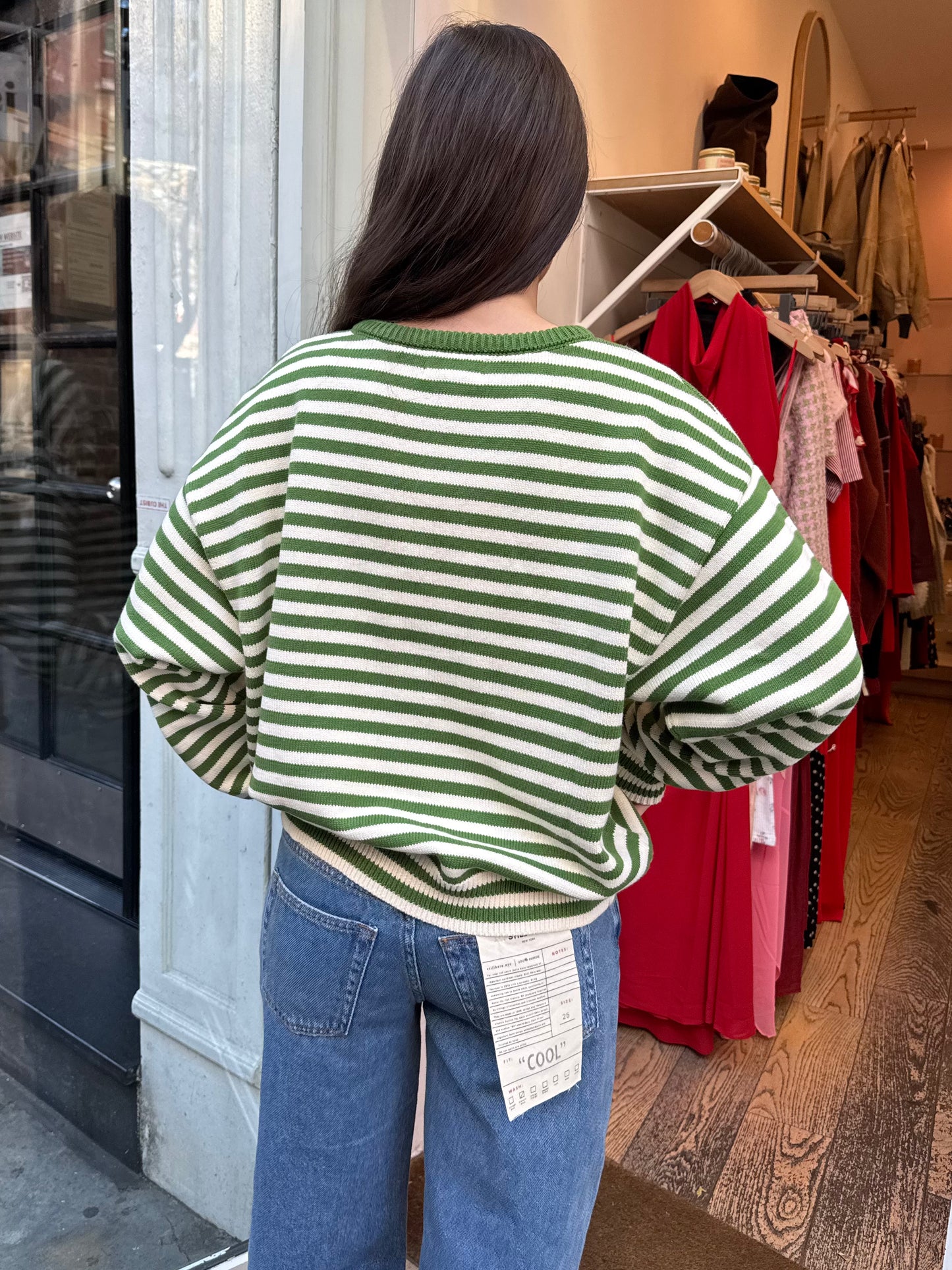 I Can't Believe It's Not Vintage Crewneck in Green Stripe