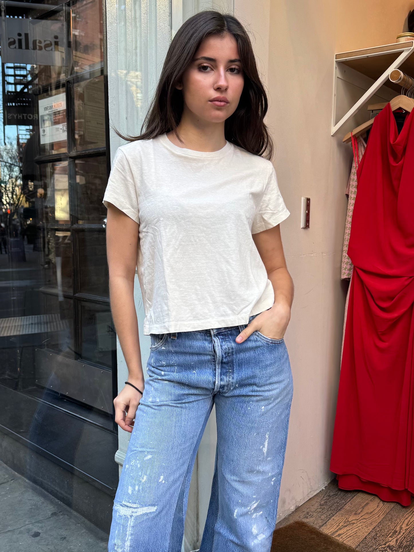 1950's Boxy Tee in Vintage White