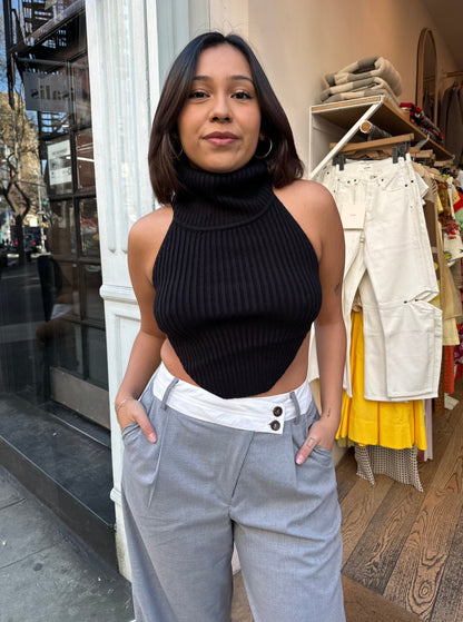 Sutton Turtleneck Crop in Black