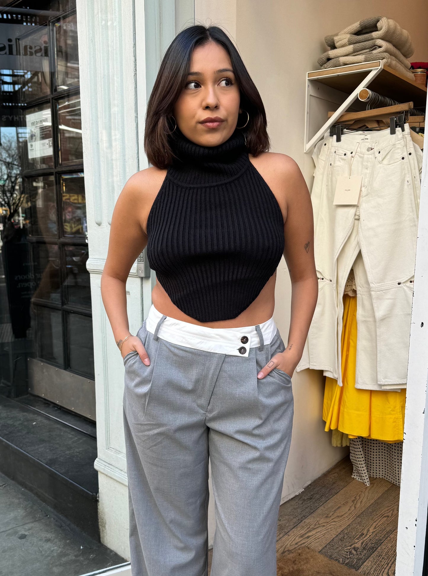 Sutton Turtleneck Crop in Black