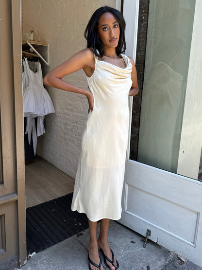 Bernal Twist Midi Dress in Cream