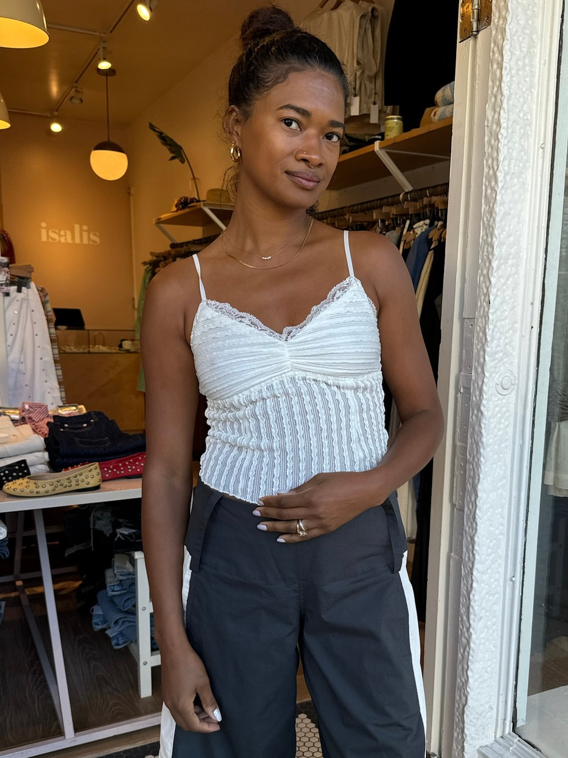 Aloe Lace Tank in Cream