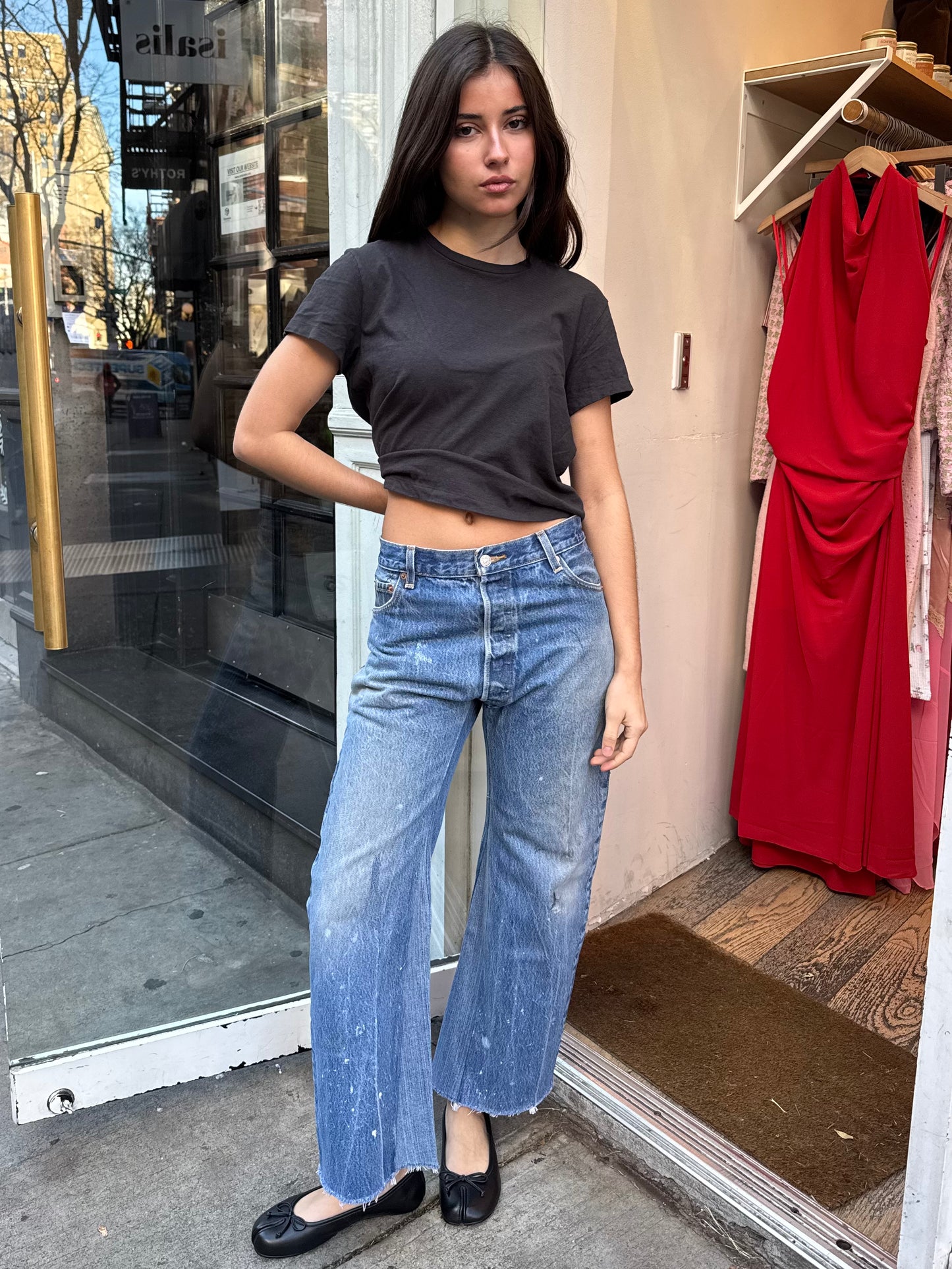 High Rise Wide Leg Crop in Indigo