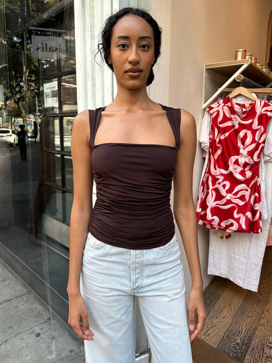 Cleo Ruched Top in Brown