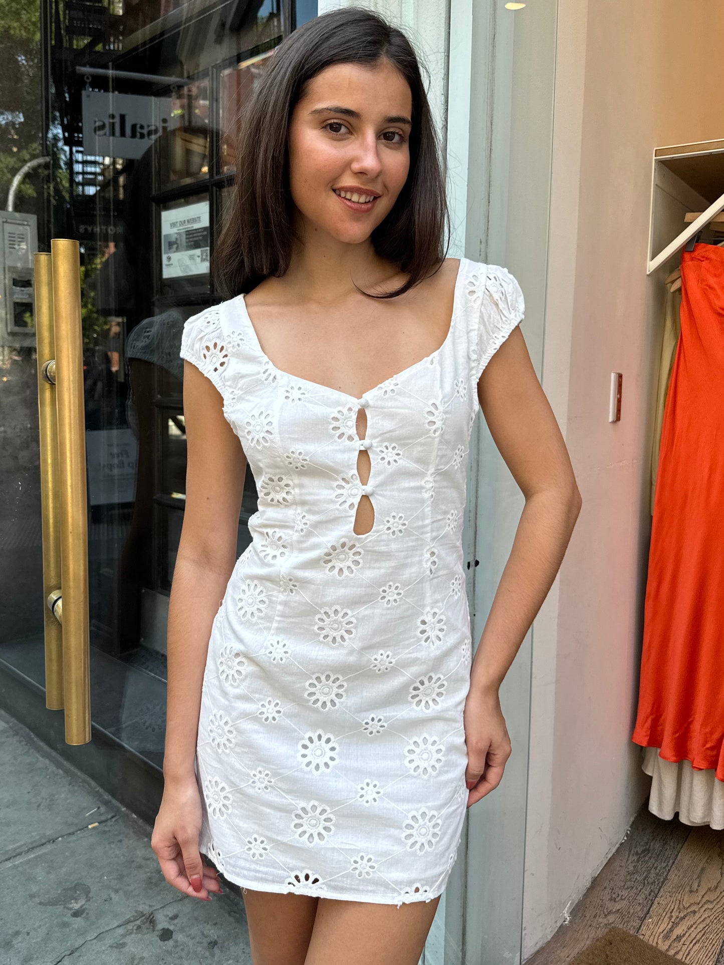 Baker Beach Eyelet Dress in Off-White