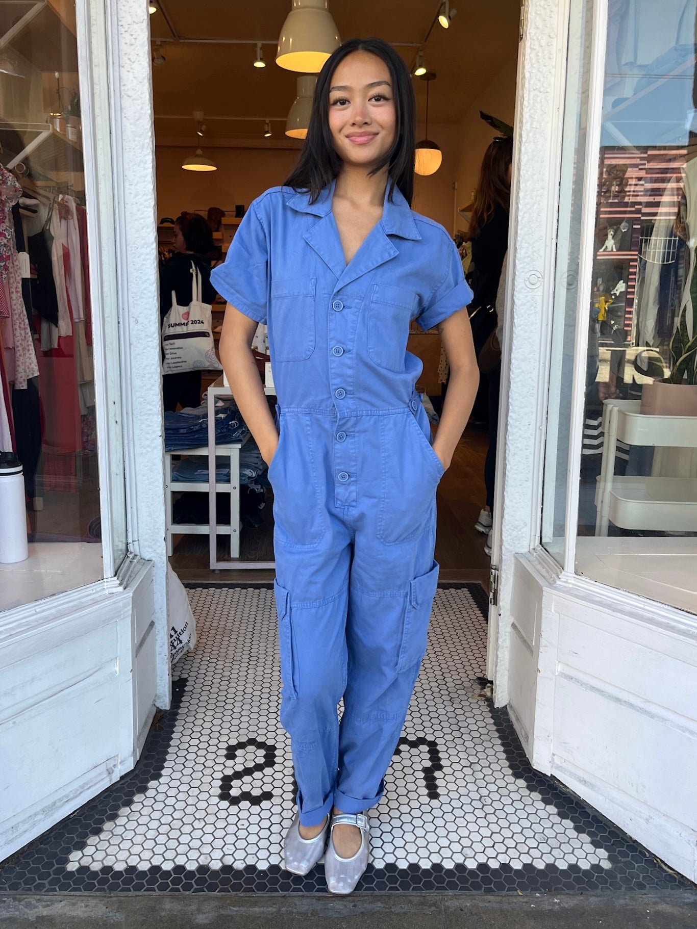 Grover Cargo Jumpsuit in Ocean Blue